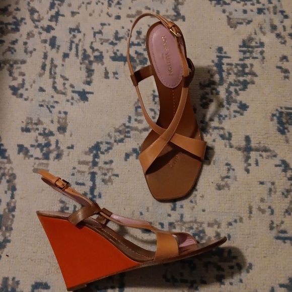 Louis Vuitton wedge sandals authentic good used condition - Picture 3 of 11